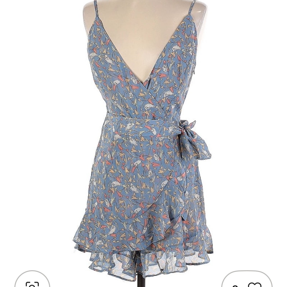 Missguided zany blue floral wrap skirt playsuit romper